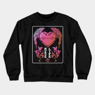 Nursing - Nurse Life - ECG Stethoscope Heart Wings Crewneck Sweatshirt